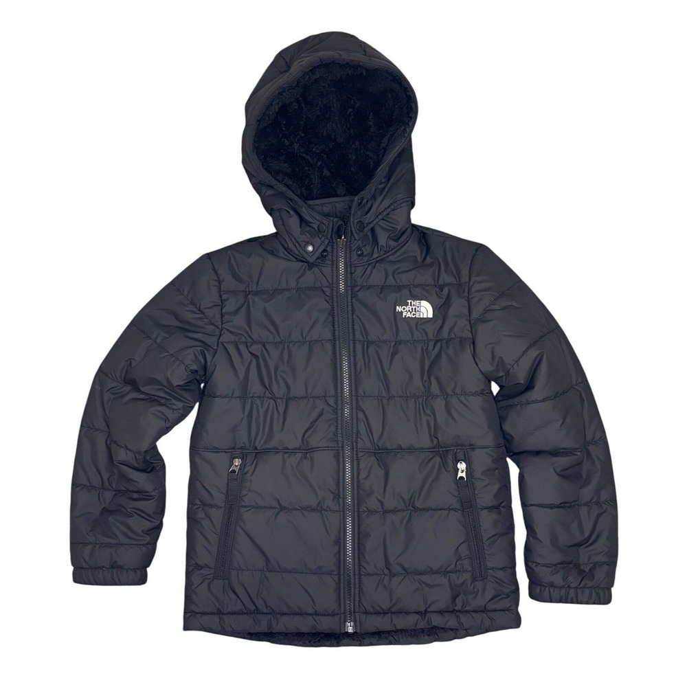The North Face Boys M 10/12 Mount Chimbo Reversible Hooded Jacket Black Fleece